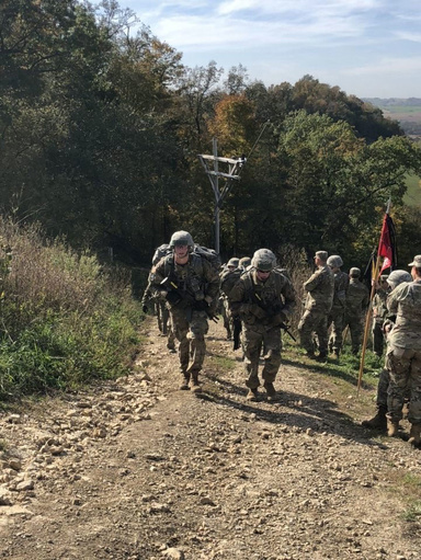 Cadets Marching up Hill